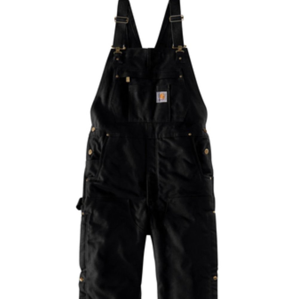 (NWT) Carhartt Mens Loose Fit Firm Duck Insulated Bib Overall Black